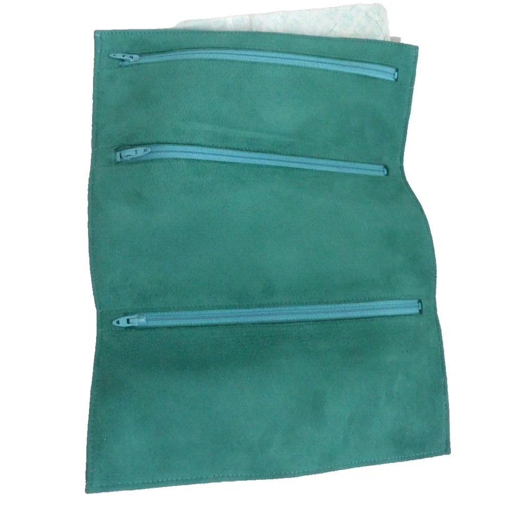 St. Thomas Green Suede Leather Wallet RARE 1960's Estee Lauder Employee Gift NOS
